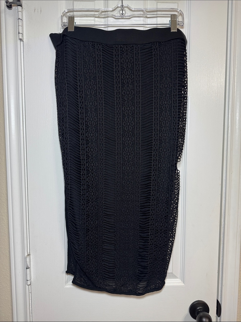 Black Crochet Midi Skirt